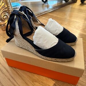 Castaner Navy Espadrille Wedge - ~2.5” heel 7.5